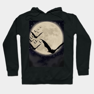 bats flying in moon light Hoodie